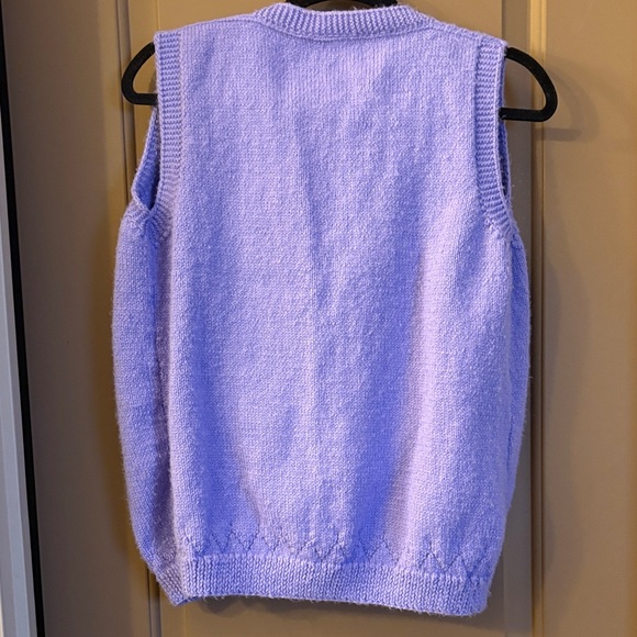 Lavender Knit Vest with Blue Buttons - Picture 6 of 7
